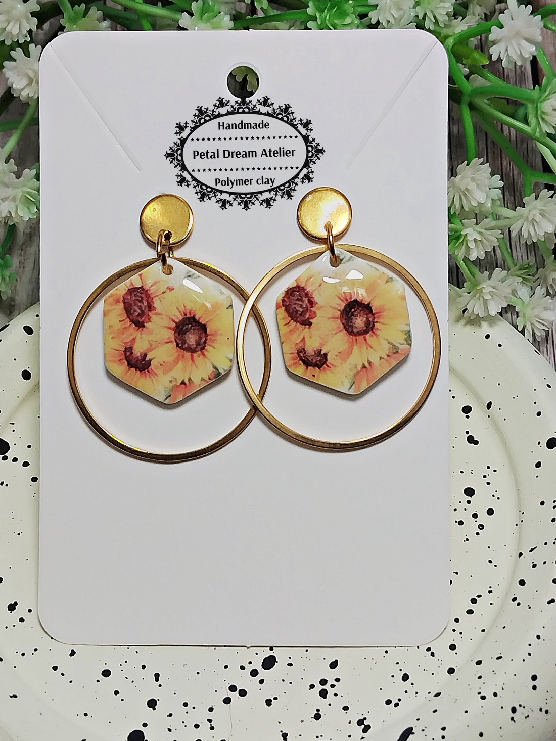 Cercei cu floarea-soarelui - bijuterii - cercei - cercei cu figurine - Artynos.ro