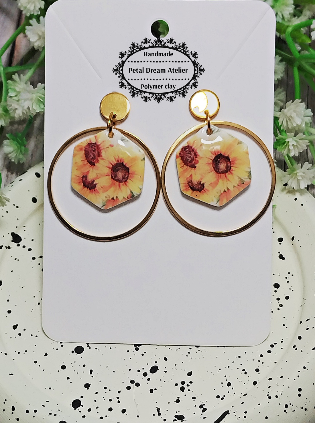 Cercei cu floarea-soarelui - bijuterii - cercei - cercei cu figurine - Artynos.ro