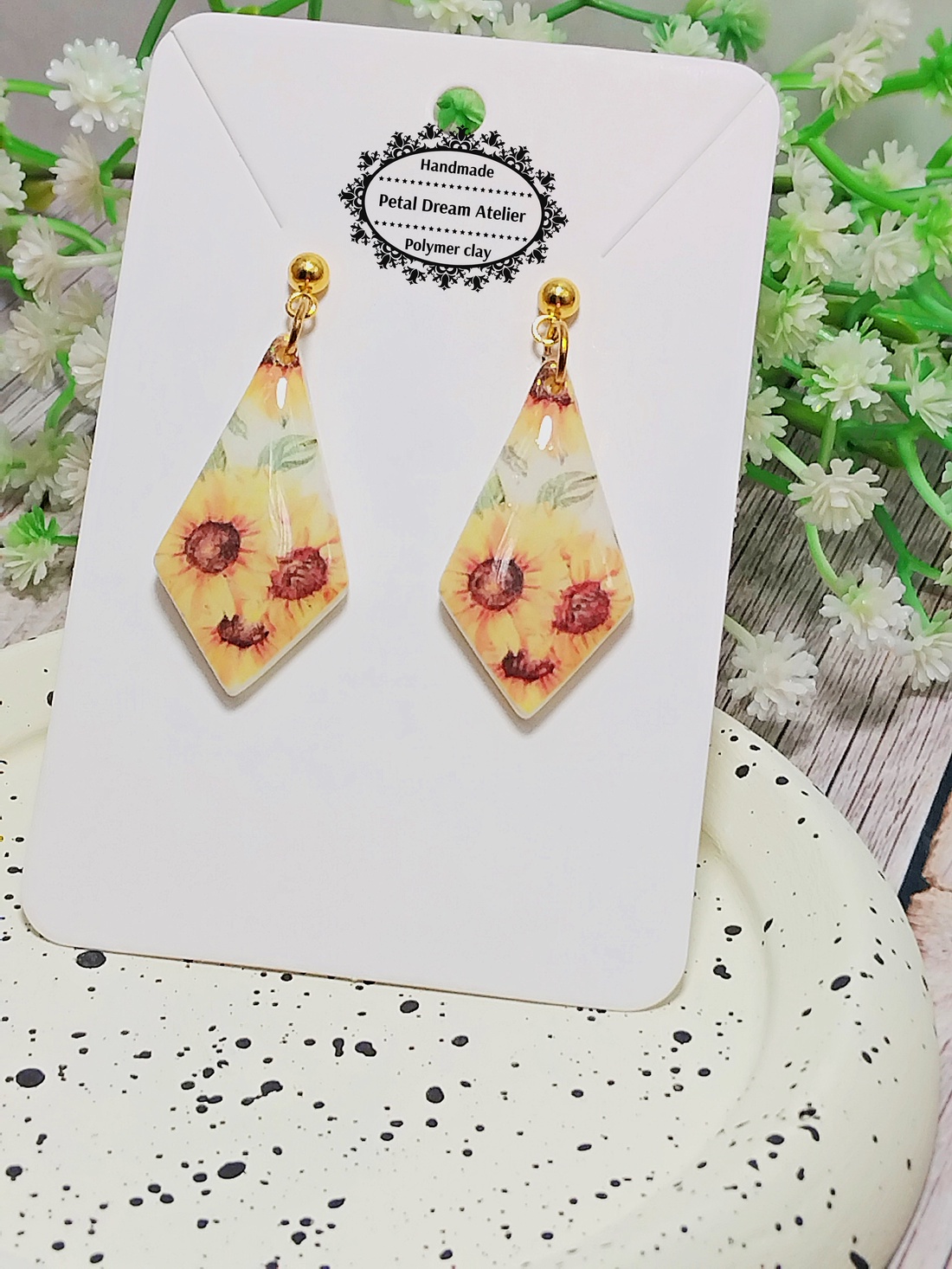 Cercei cu floarea-soarelui - bijuterii - cercei - cercei cu figurine - Artynos.ro