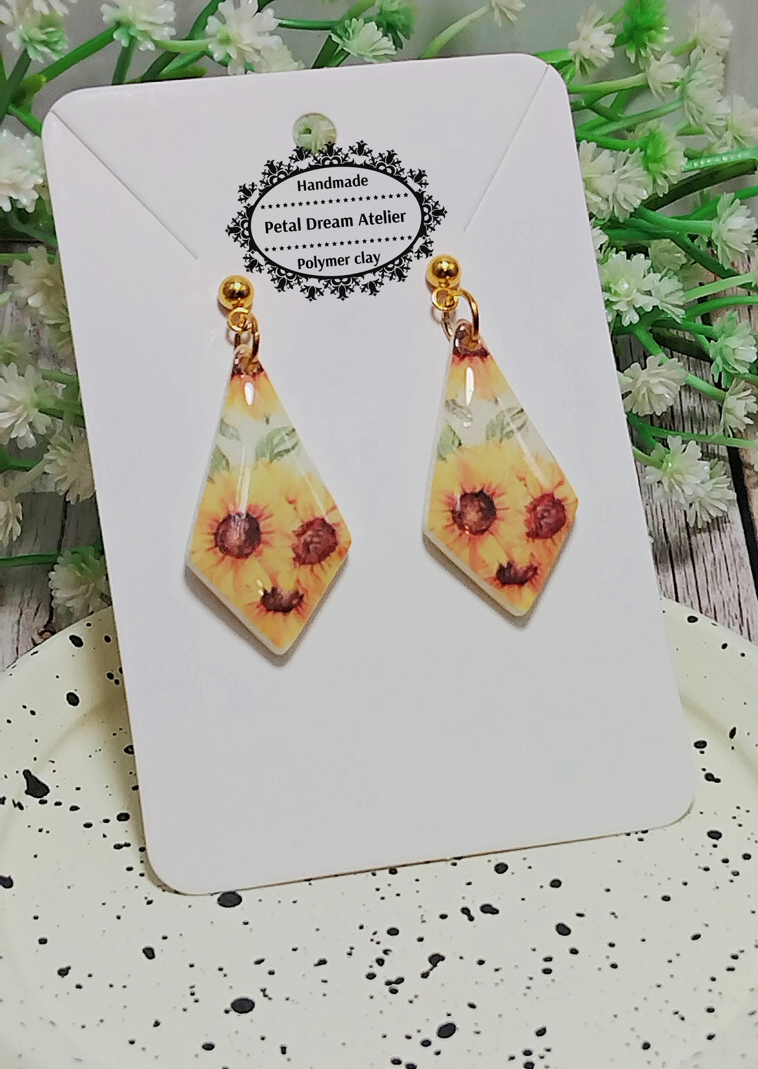 Cercei cu floarea-soarelui - bijuterii - cercei - cercei cu figurine - Artynos.ro