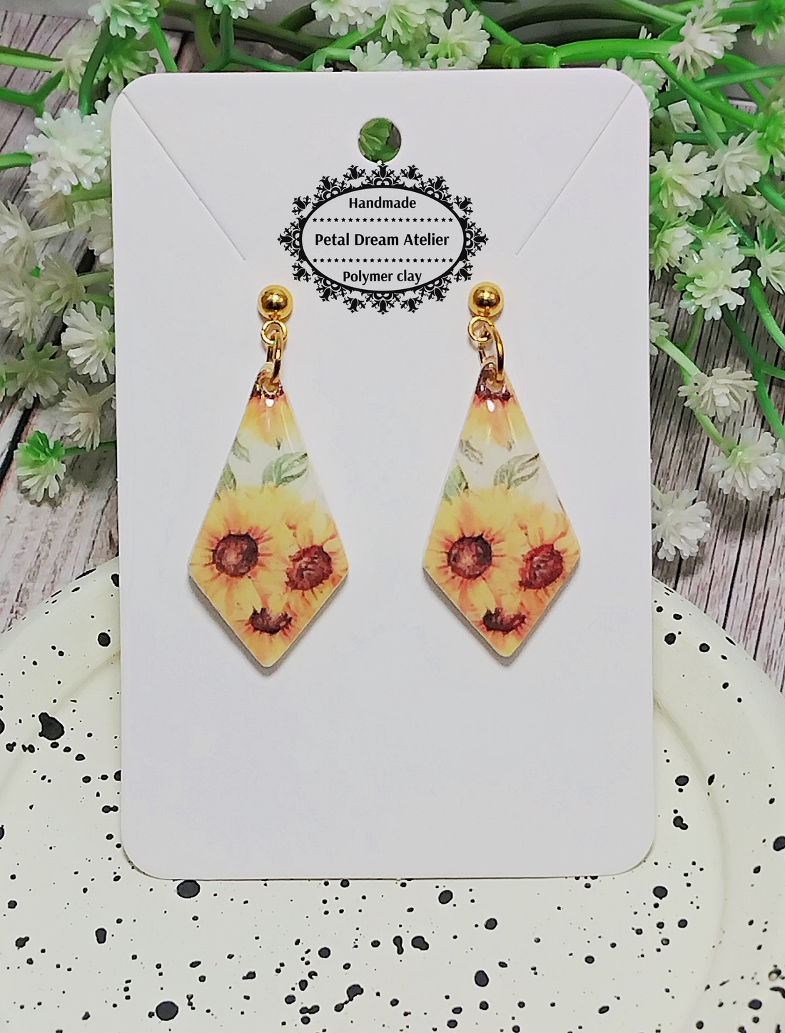 Cercei cu floarea-soarelui - bijuterii - cercei - cercei cu figurine - Artynos.ro