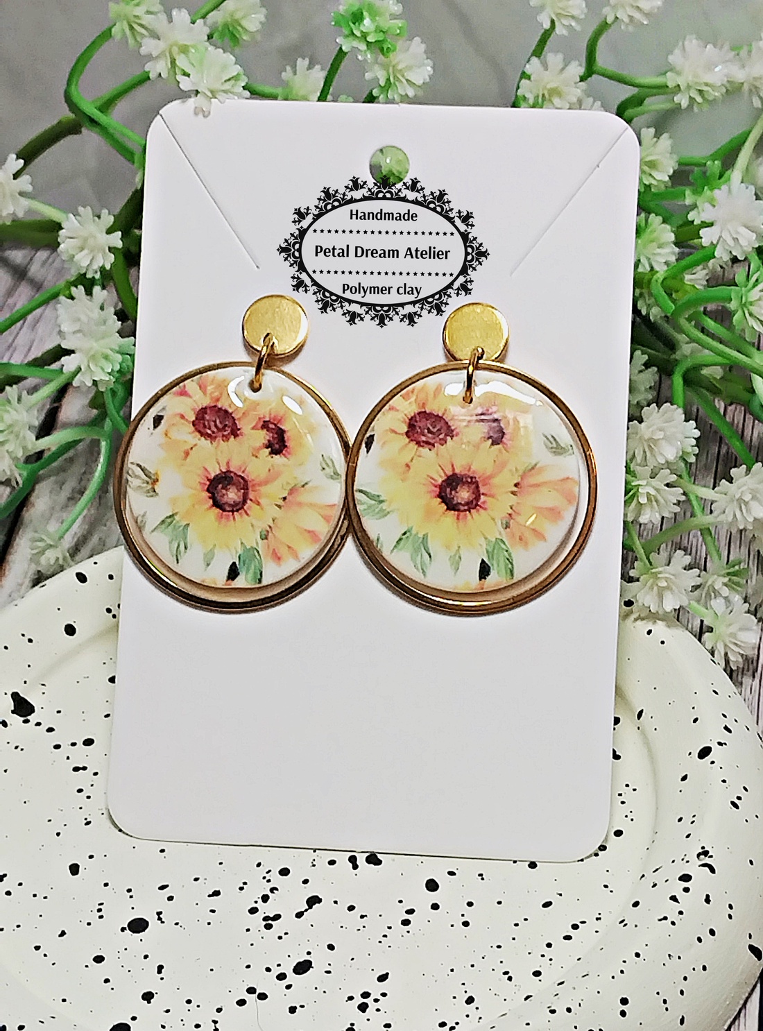 Cercei cu floarea-soarelui - bijuterii - cercei - cercei cu figurine - Artynos.ro