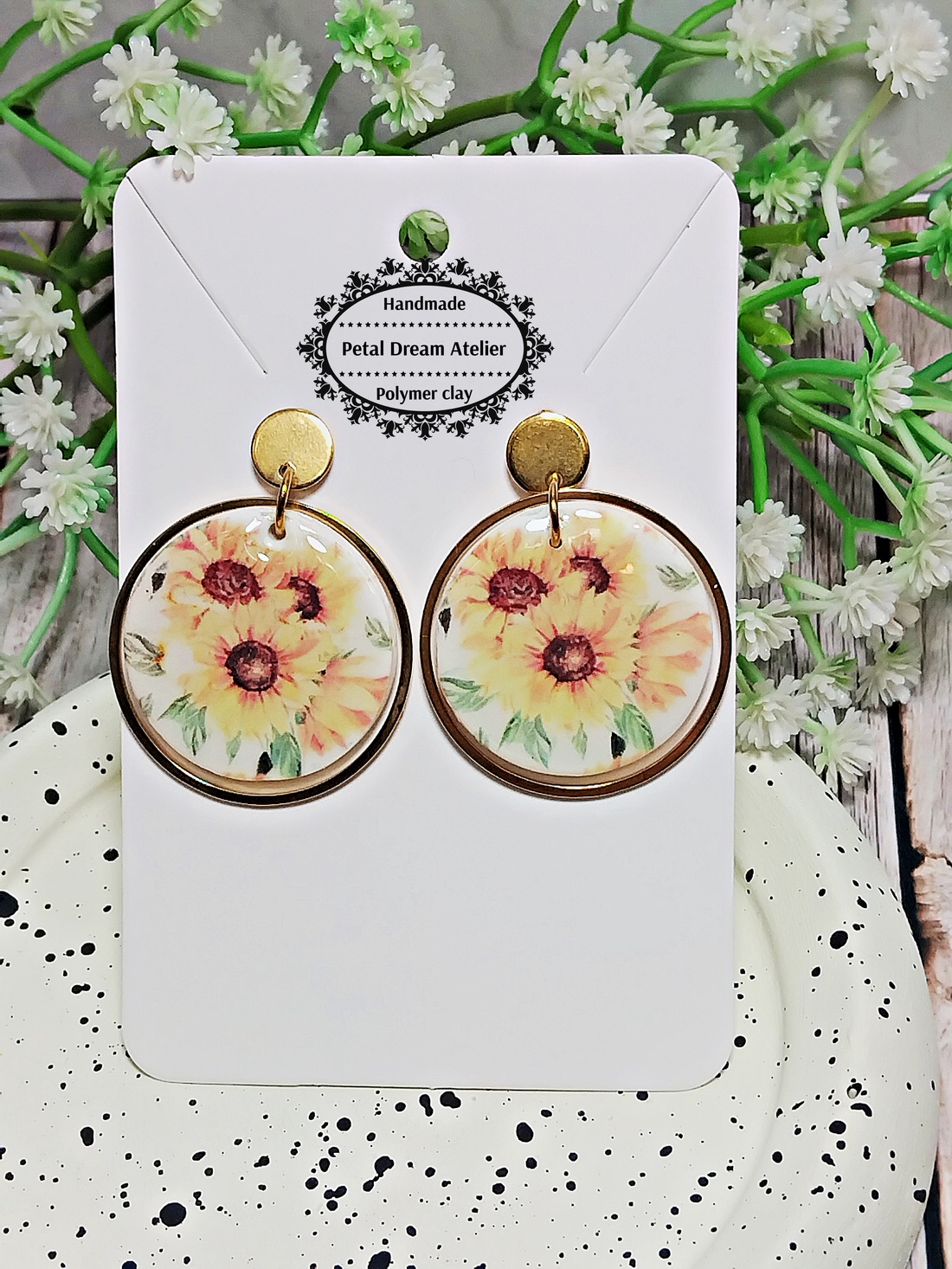 Cercei cu floarea-soarelui - bijuterii - cercei - cercei cu figurine - Artynos.ro