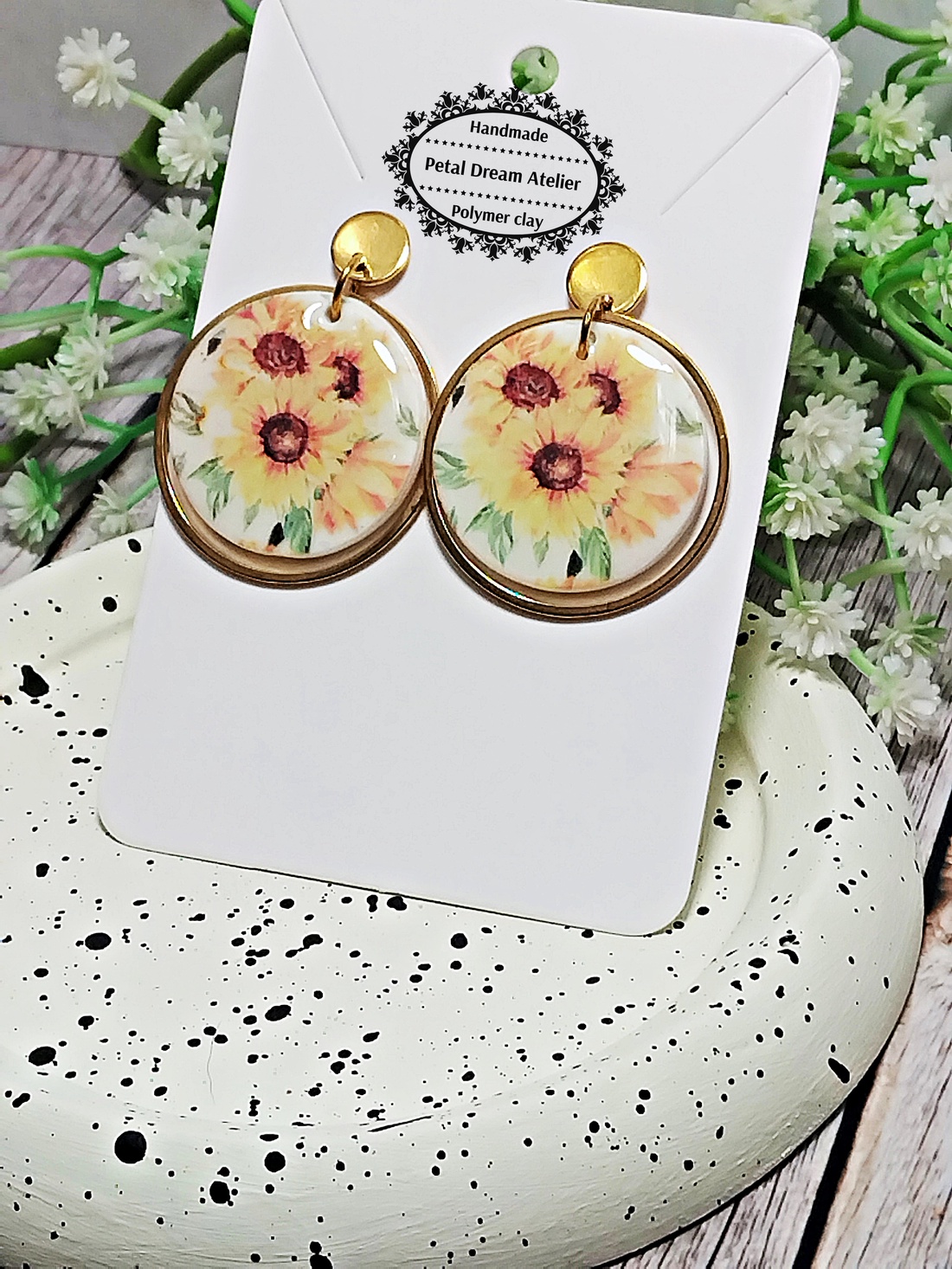 Cercei cu floarea-soarelui - bijuterii - cercei - cercei cu figurine - Artynos.ro