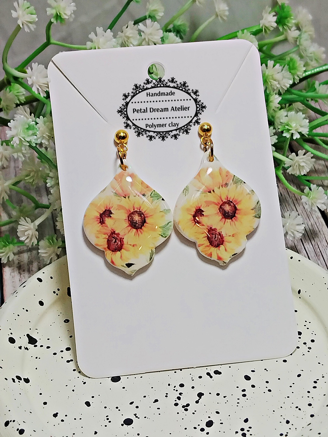 Cercei cu floarea-soarelui - bijuterii - cercei - cercei cu figurine - Artynos.ro