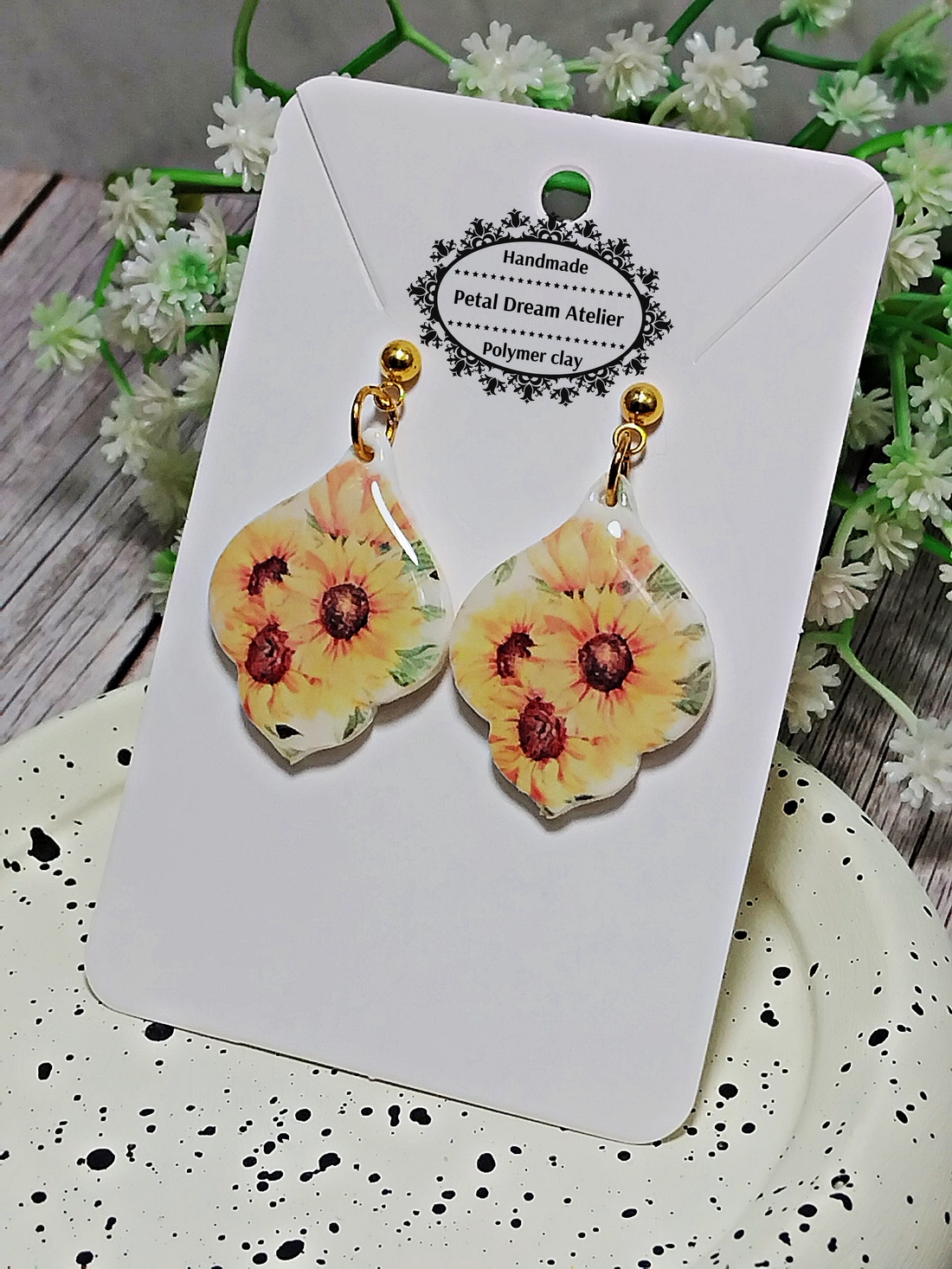 Cercei cu floarea-soarelui - bijuterii - cercei - cercei cu figurine - Artynos.ro