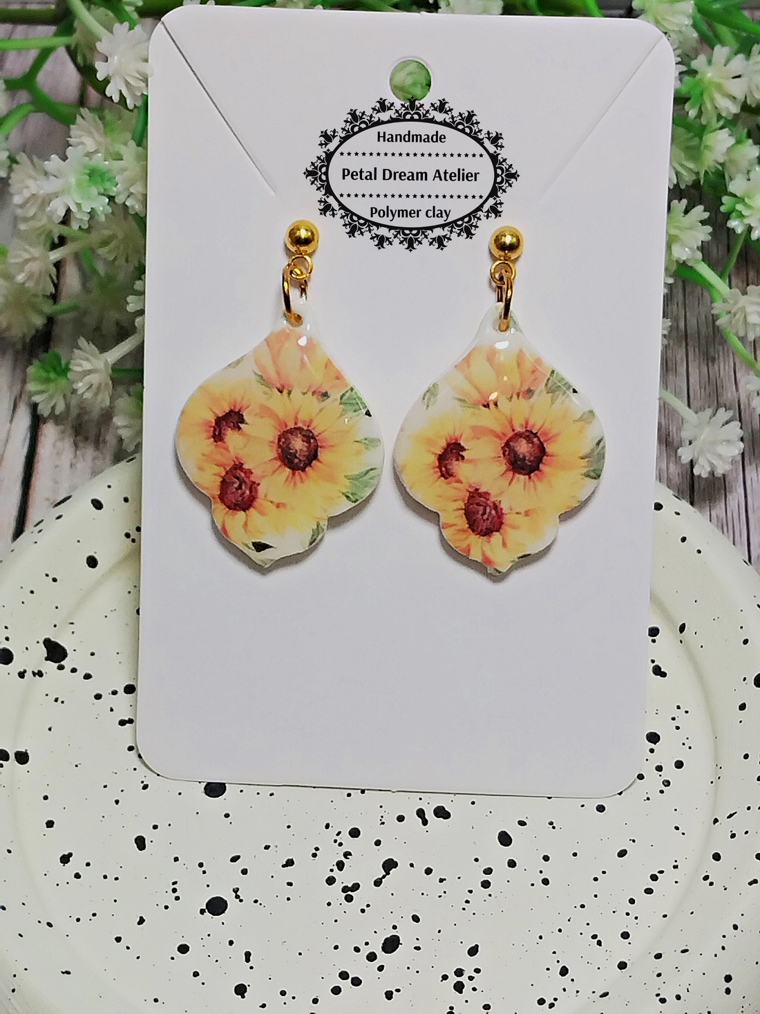 Cercei cu floarea-soarelui - bijuterii - cercei - cercei cu figurine - Artynos.ro