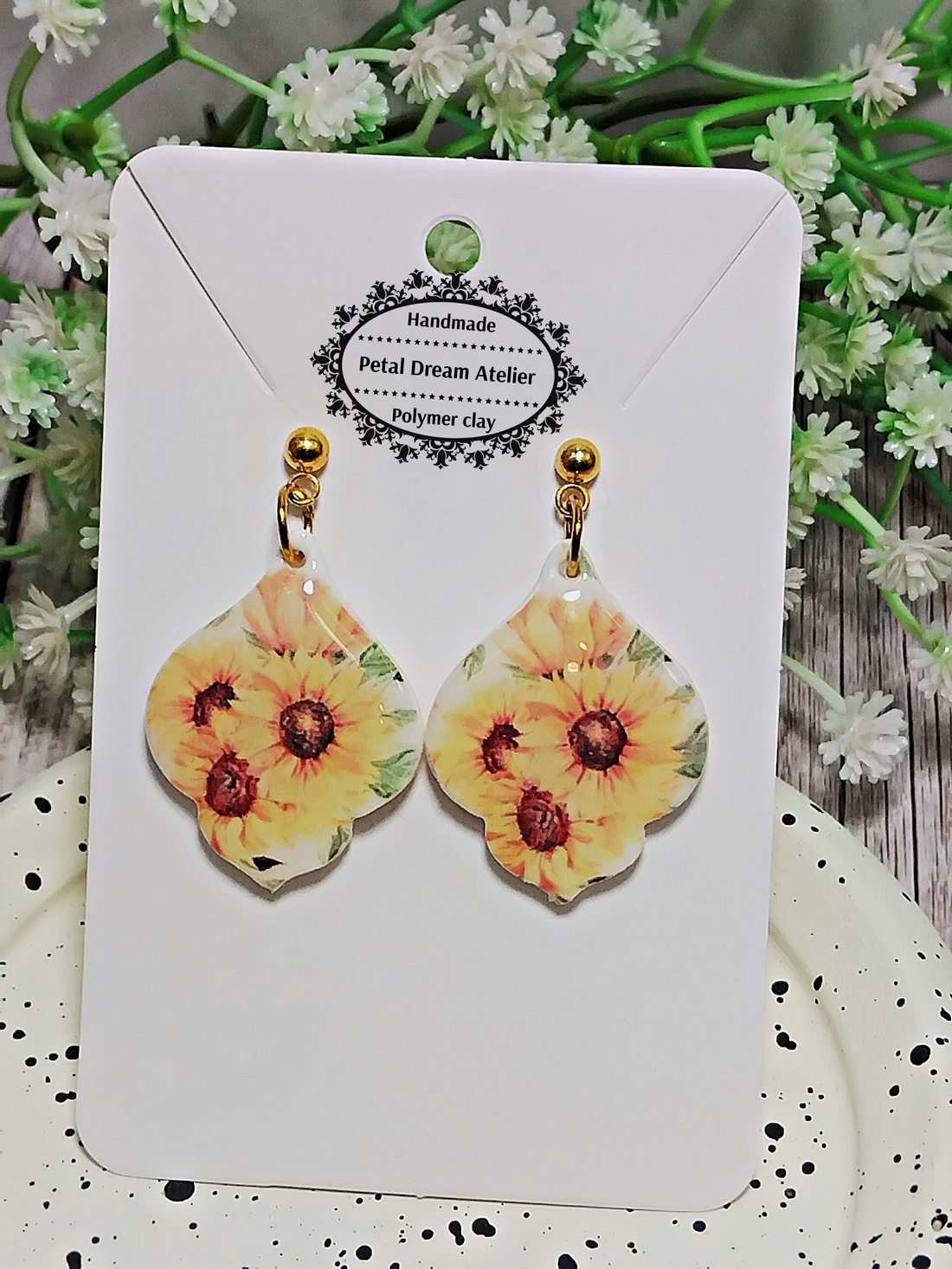 Cercei cu floarea-soarelui - bijuterii - cercei - cercei cu figurine - Artynos.ro