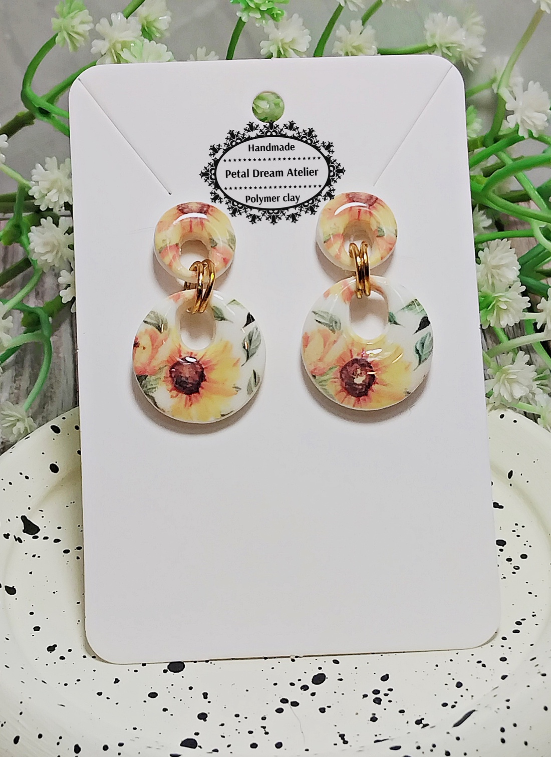 Cercei cu floarea-soarelui - bijuterii - cercei - cercei cu figurine - Artynos.ro