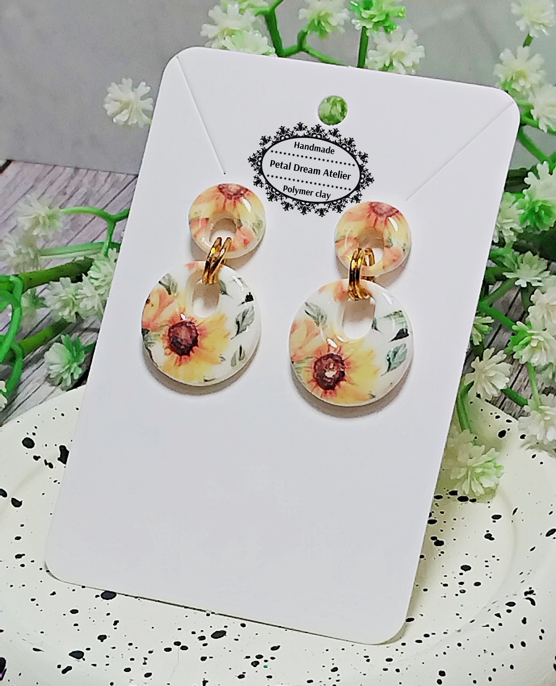 Cercei cu floarea-soarelui - bijuterii - cercei - cercei cu figurine - Artynos.ro