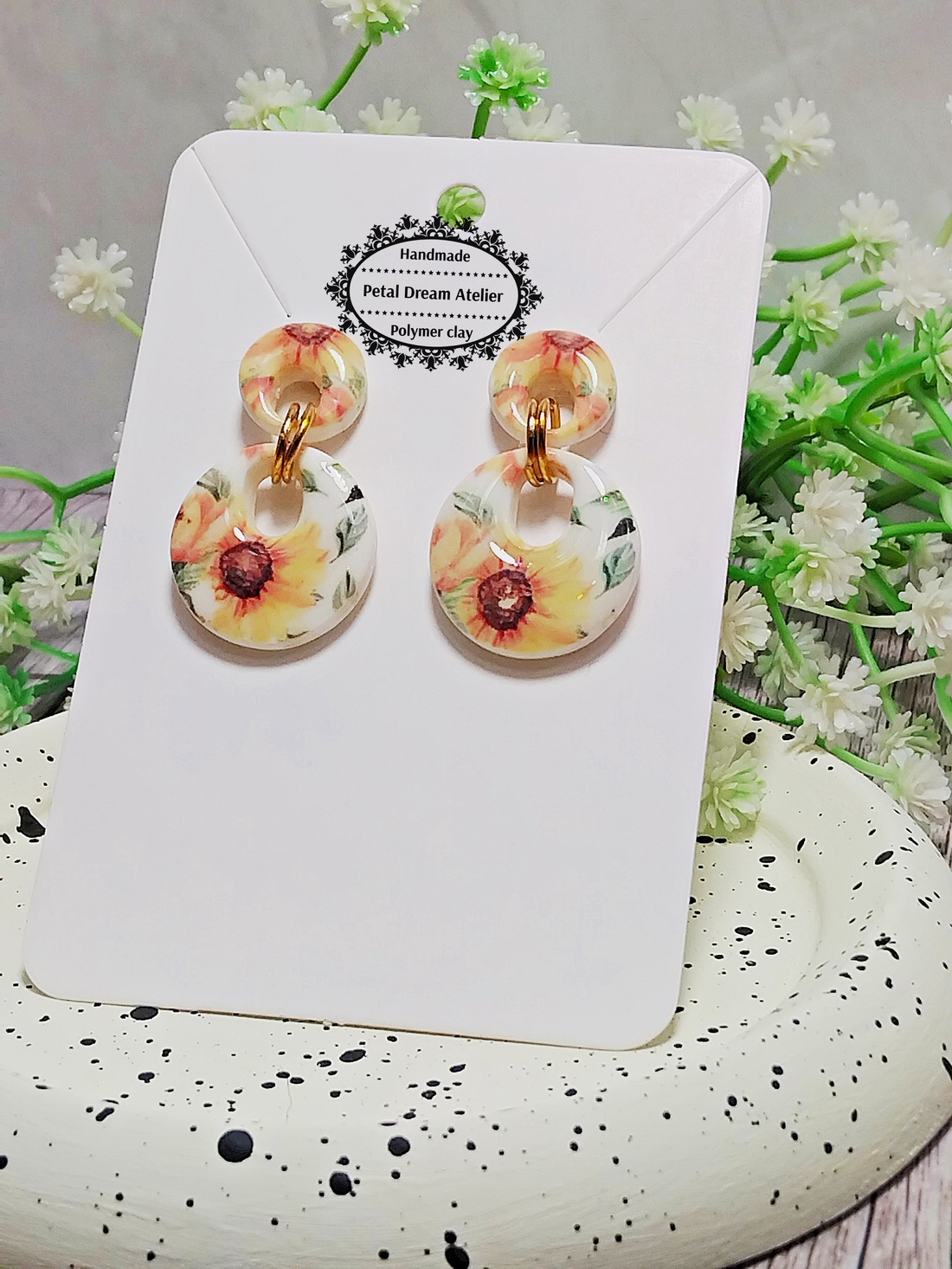 Cercei cu floarea-soarelui - bijuterii - cercei - cercei cu figurine - Artynos.ro