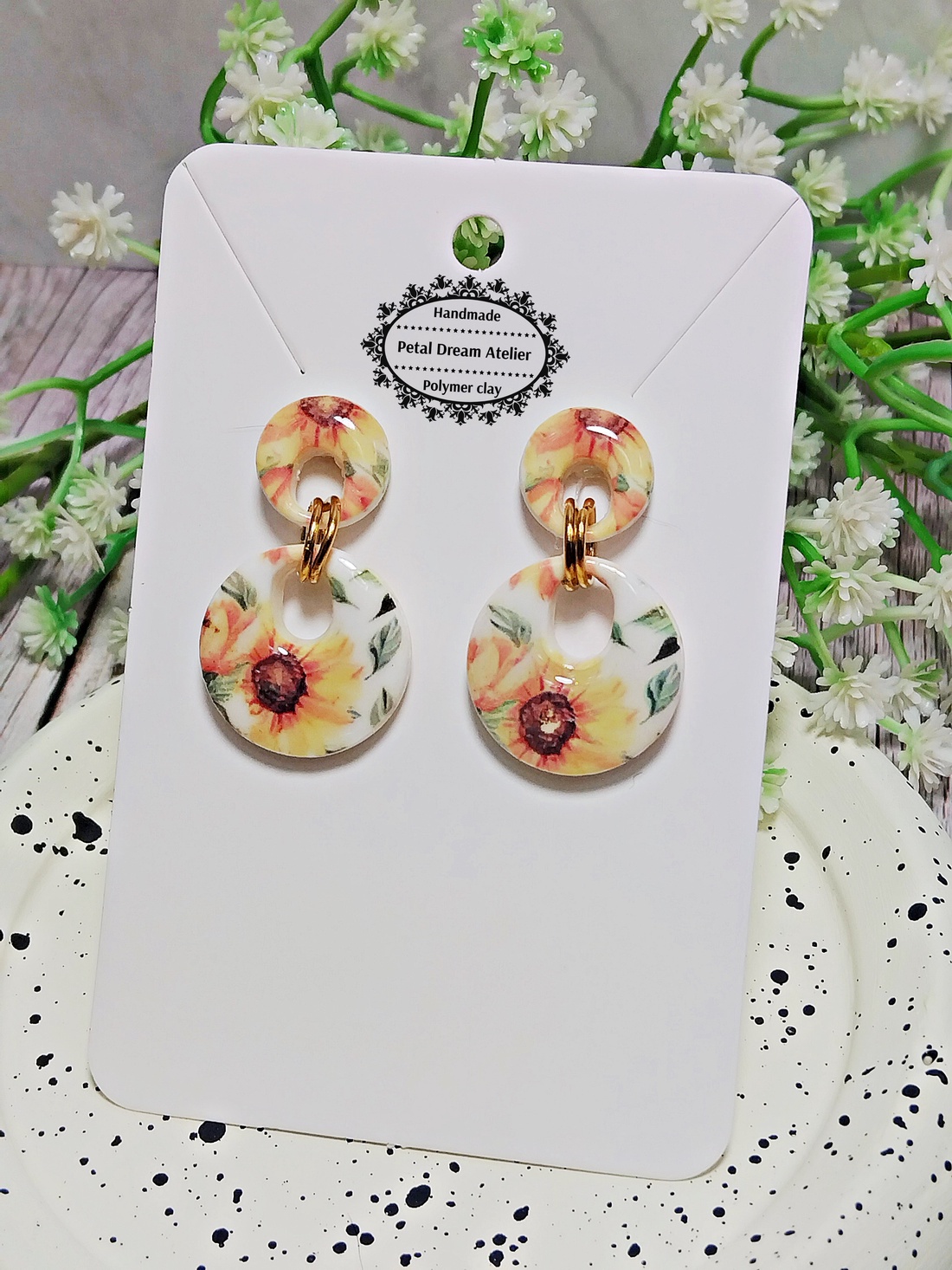 Cercei cu floarea-soarelui - bijuterii - cercei - cercei cu figurine - Artynos.ro