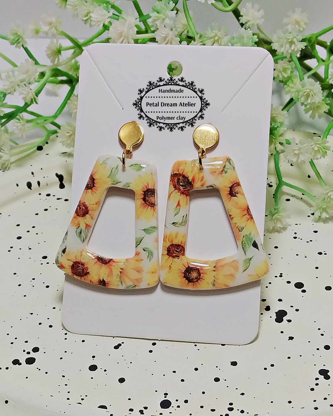 Cercei cu floarea-soarelui - bijuterii - cercei - cercei cu figurine - Artynos.ro