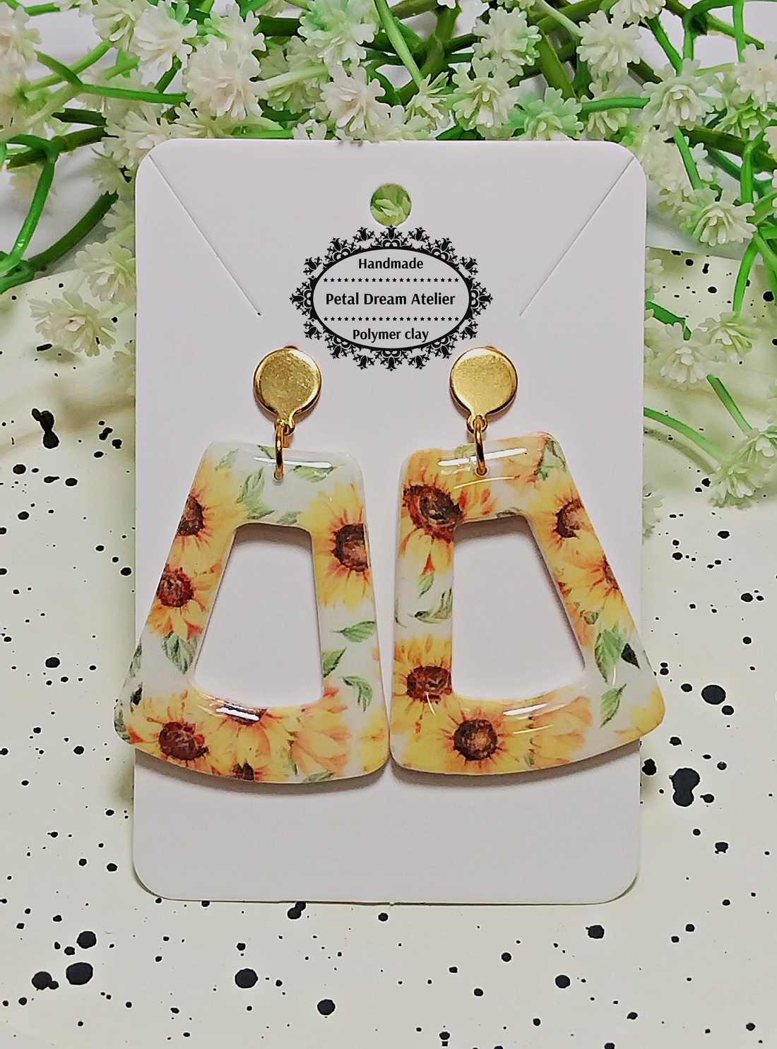 Cercei cu floarea-soarelui - bijuterii - cercei - cercei cu figurine - Artynos.ro