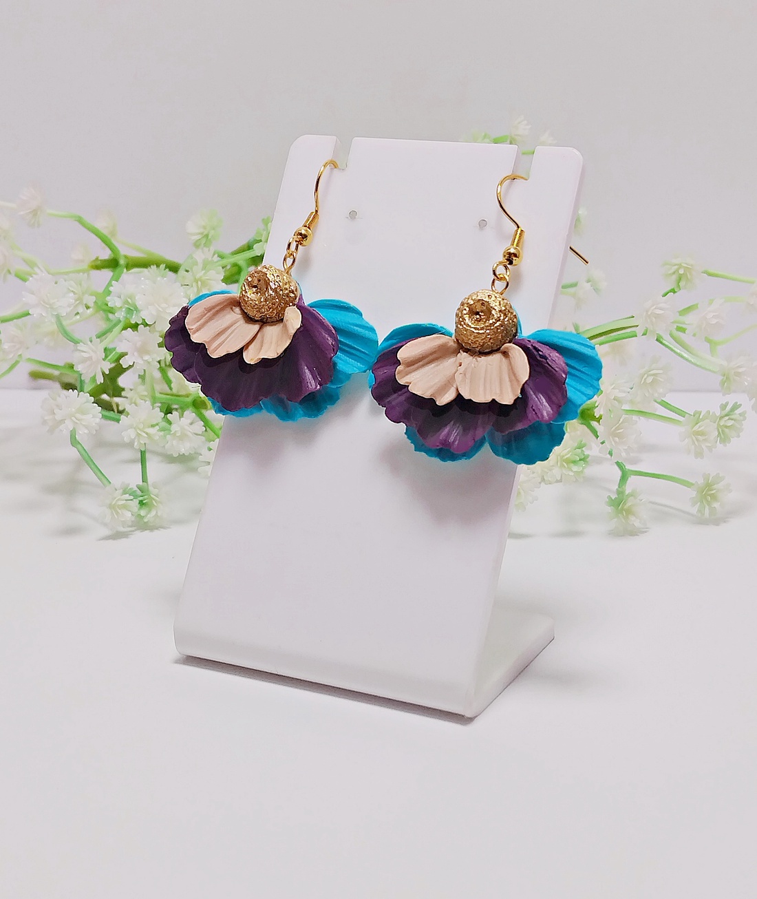 Cercei Ruffled Petals - bijuterii - cercei - cercei lungi - Artynos.ro