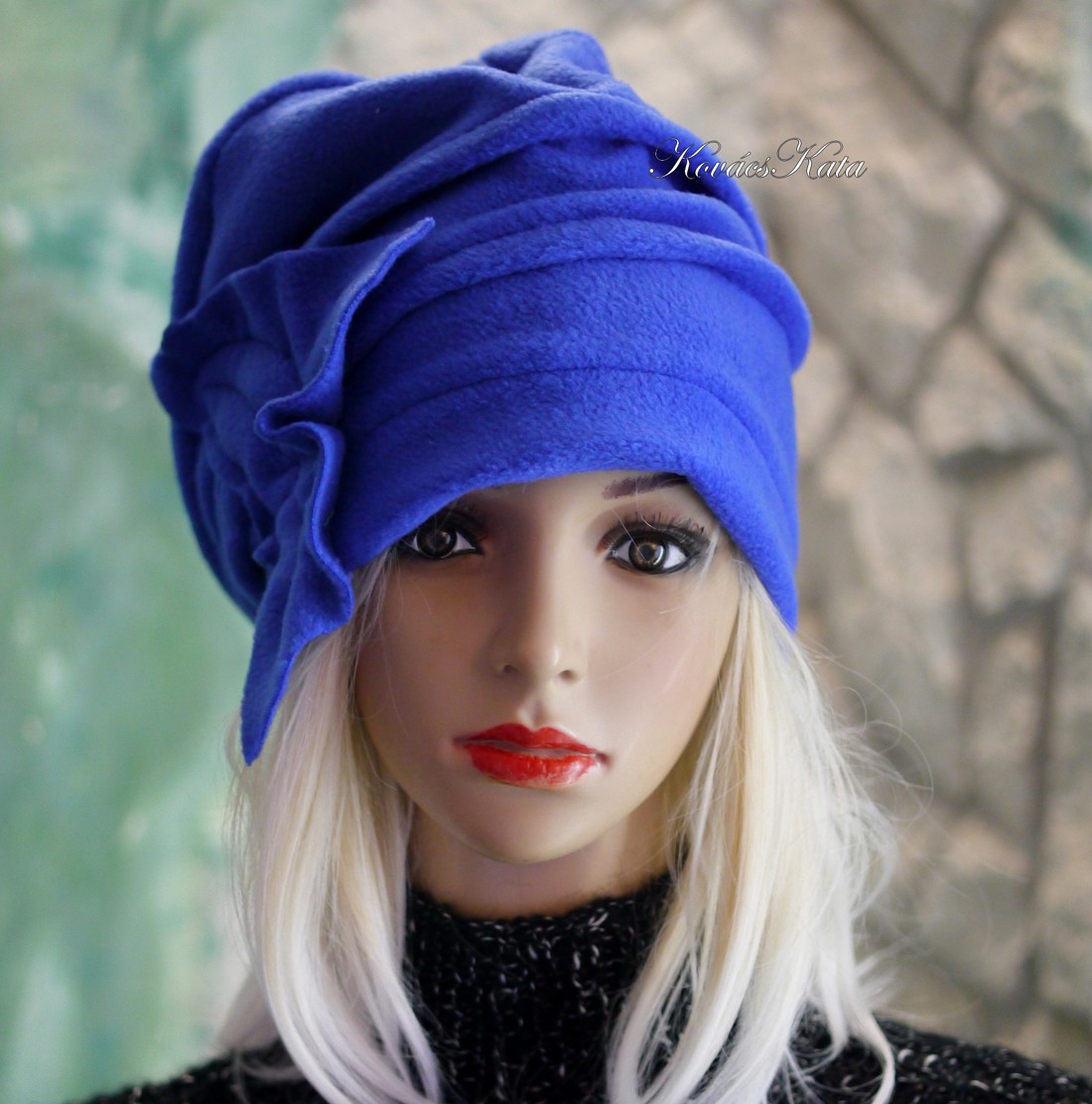 BIJOU - șapcă chic cu design polar / albastru regal - îmbrăcăminte și modă - eșarfe, pălării, fularuri - căciulă - Artynos.ro