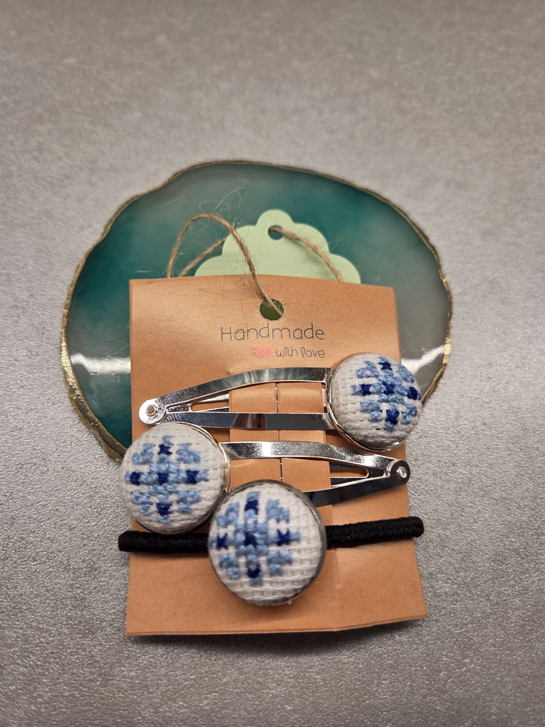 Clip de păr Snowflake + set elastic de păr - îmbrăcăminte și modă - accesorii păr - accesorii de păr - Artynos.ro