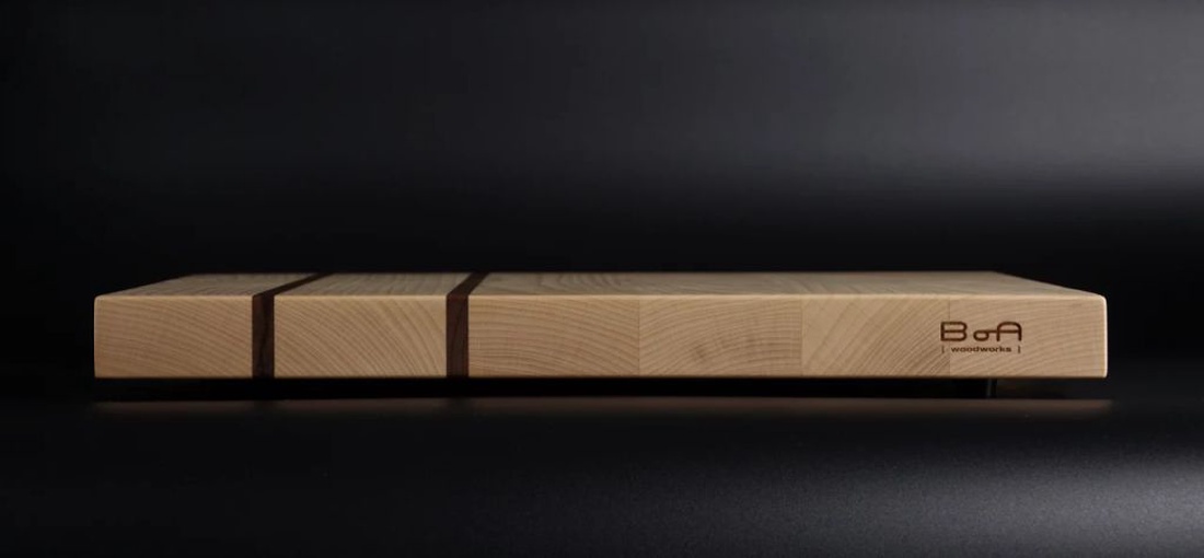 Tocător Two Lines - lemn masiv de fag si nuc 445x334x35 - casă & stil de viață - echipamente de bucătărie - accesorii de gătit - tocătoare - Artynos.ro