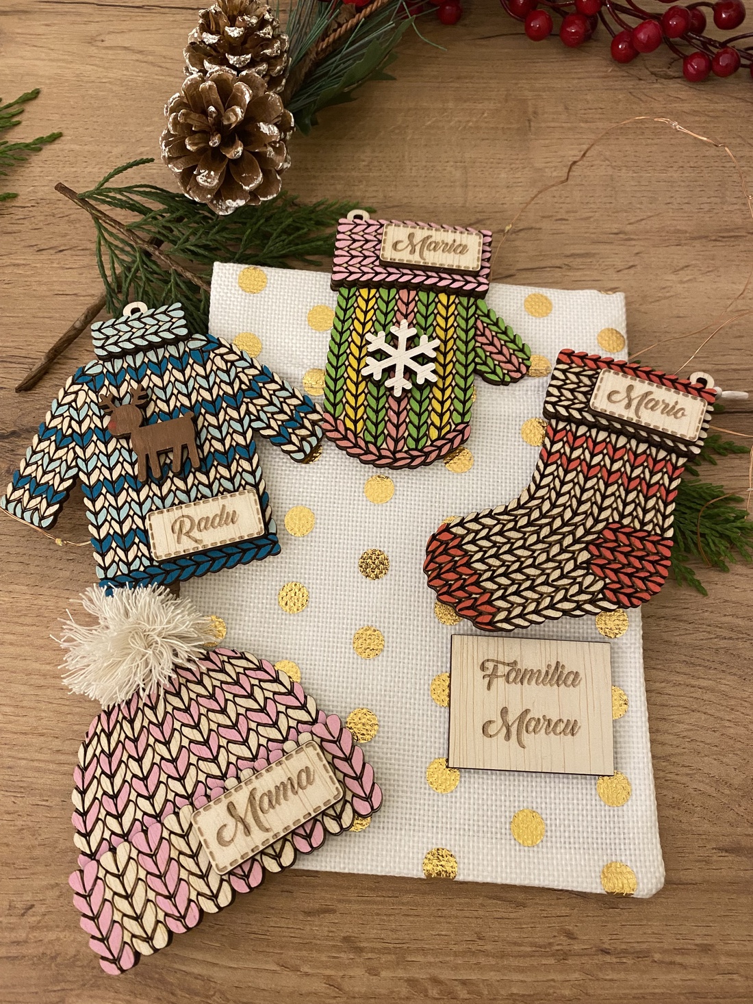 Decorațiuni personalizate pentru Crăciun  - crăciun - decorațiuni de crăciun de casă - pom de crăciun  - Artynos.ro