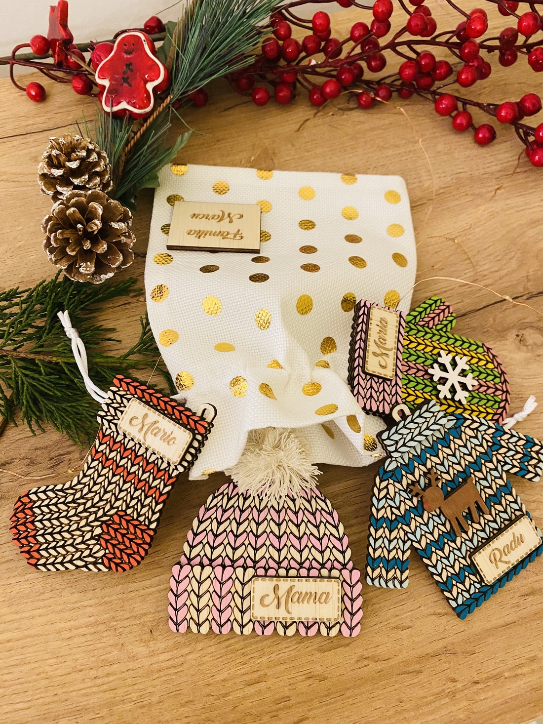 Decorațiuni personalizate pentru Crăciun  - crăciun - decorațiuni de crăciun de casă - pom de crăciun  - Artynos.ro