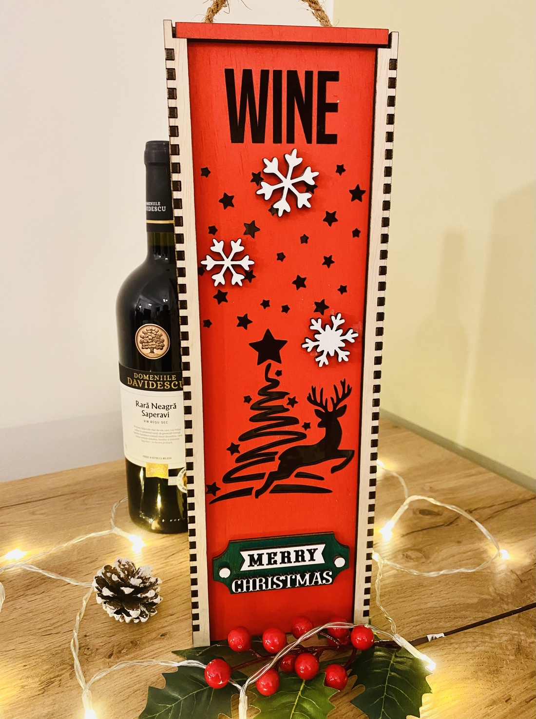 Cutie pentru sticlă de vin  - crăciun - cadouri de moș crăciun - cadouri de moș crăciun - Artynos.ro