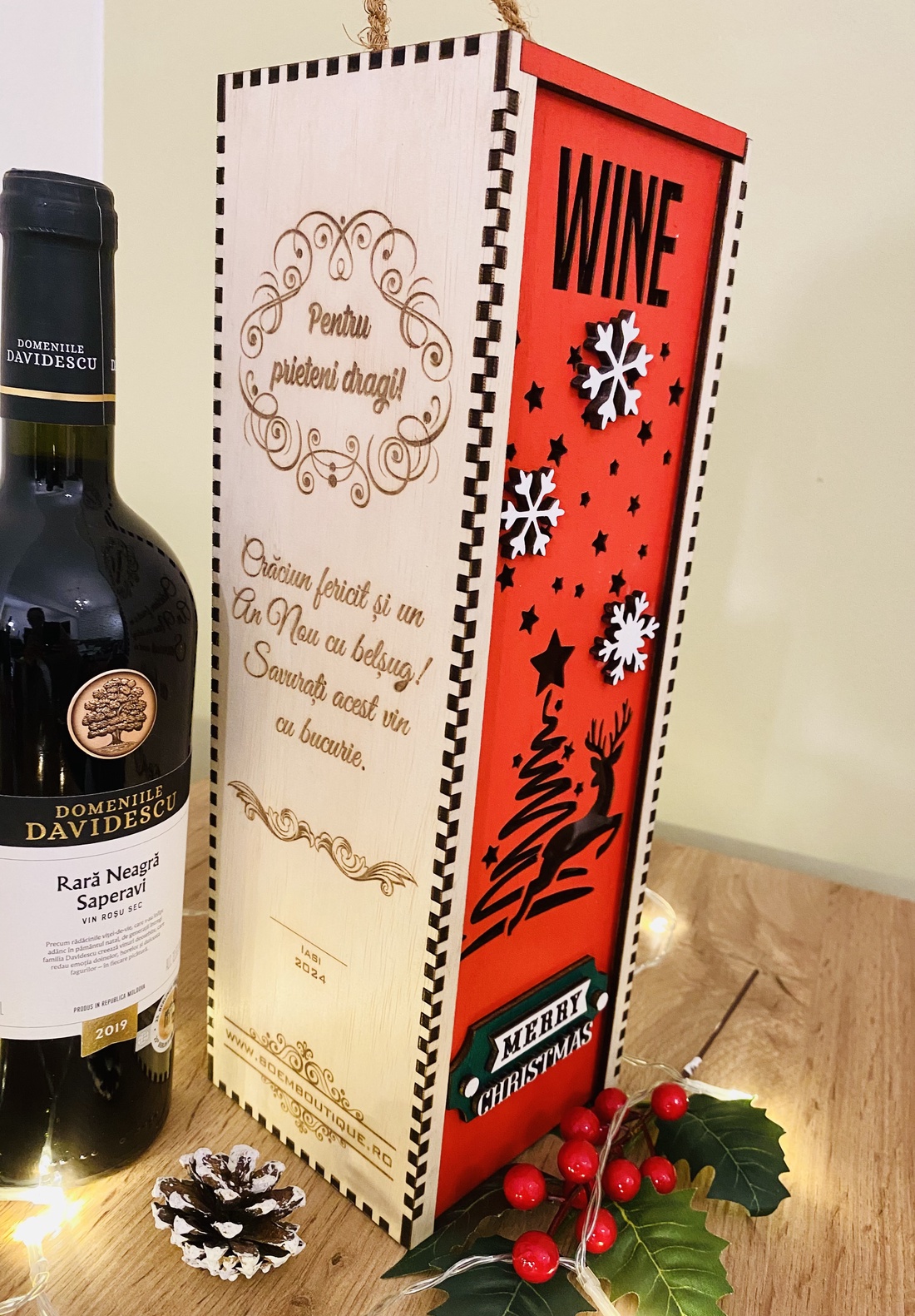 Cutie pentru sticlă de vin  - crăciun - cadouri de moș crăciun - cadouri de moș crăciun - Artynos.ro