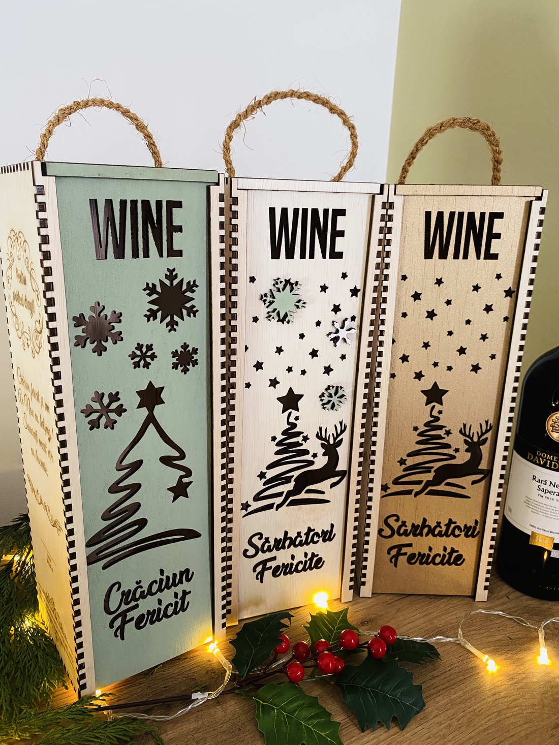 Cutie pentru sticlă de vin  - crăciun - cadouri de moș crăciun - cadouri de moș crăciun - Artynos.ro