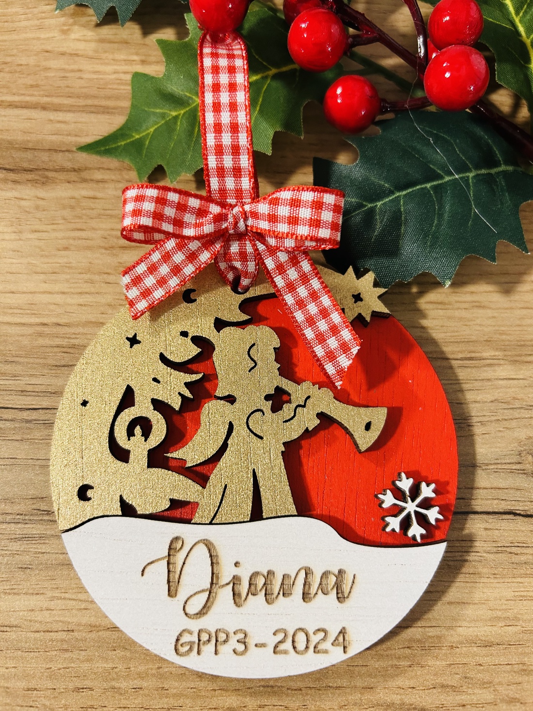 Glob de lemn personalizat  - crăciun - decorațiuni de crăciun de casă - globuri de crăciun - Artynos.ro