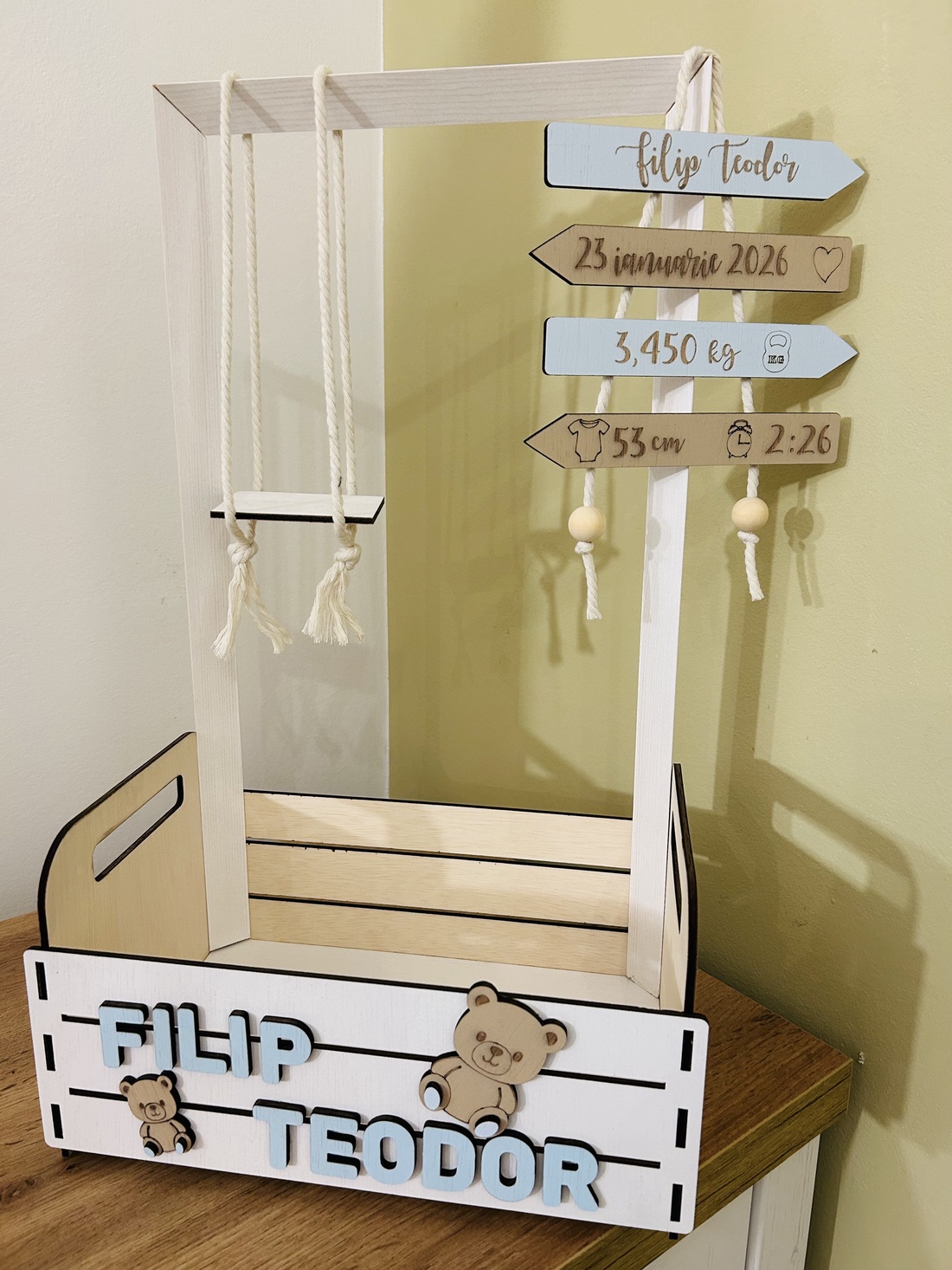 Coș personalizat pentru bebeluși  - casă & stil de viață - echipament pentru camera copiilor - decorațiuni de cameră - Artynos.ro