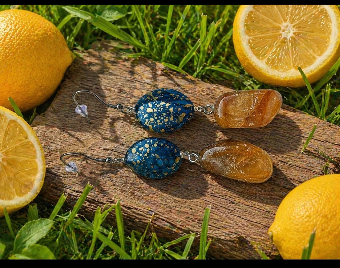 Cercei citrin - bijuterii - cercei - cercei lungi - Artynos.ro