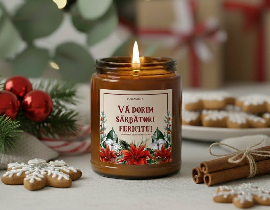 Lumânare de Crăciun- 120g 200g lumânare de sărbători fericite - crăciun - decorațiuni de crăciun de casă - lumânări parfumate de crăciun - Artynos.ro