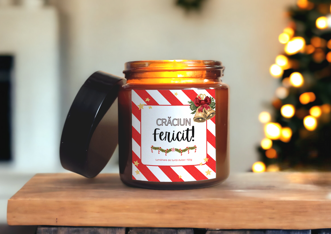 Lumânare de Crăciun- 120g 200g lumânare de sărbători fericite - crăciun - decorațiuni de crăciun de casă - lumânări parfumate de crăciun - Artynos.ro