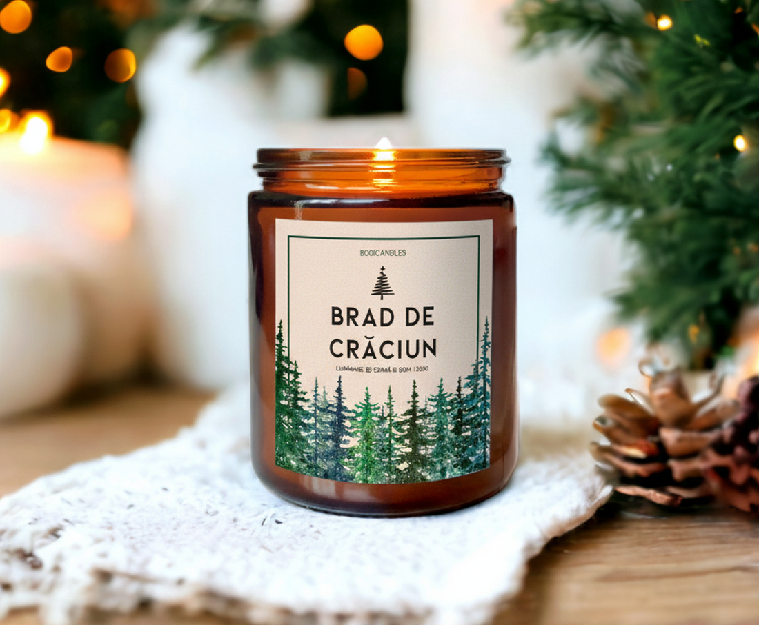 Lumânare cu BRAD DE CRăCIUN - 200g 120g, Lumânare de Crăciun cu ceară de soia - crăciun - decorațiuni de crăciun de casă - lumânări parfumate de crăciun - Artynos.ro