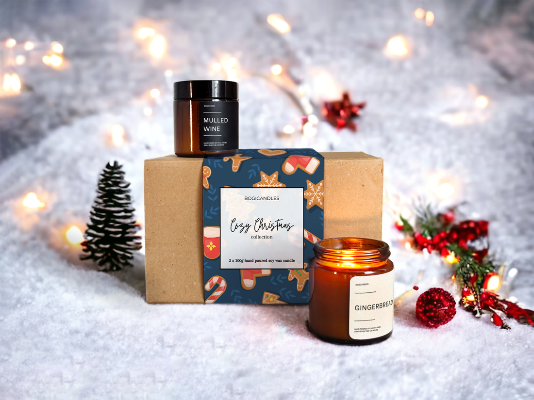 SET lumanari de Crăciun - 2x 120g, lumânare parfumată cadou, Crăciun - crăciun - decorațiuni de crăciun de casă - lumânări parfumate de crăciun - Artynos.ro