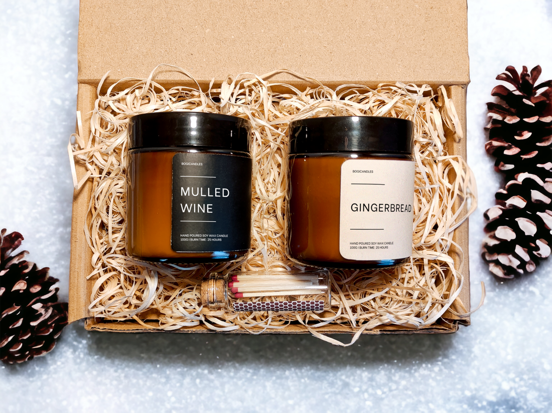 SET lumanari de Crăciun - 2x 120g, lumânare parfumată cadou, Crăciun - crăciun - decorațiuni de crăciun de casă - lumânări parfumate de crăciun - Artynos.ro