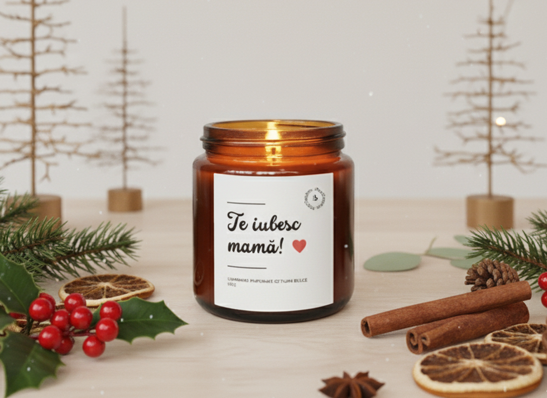 Lumânare Te Iubesc Mamă - 120g 200g Lumânare de Crăciun - crăciun - decorațiuni de crăciun de casă - lumânări parfumate de crăciun - Artynos.ro