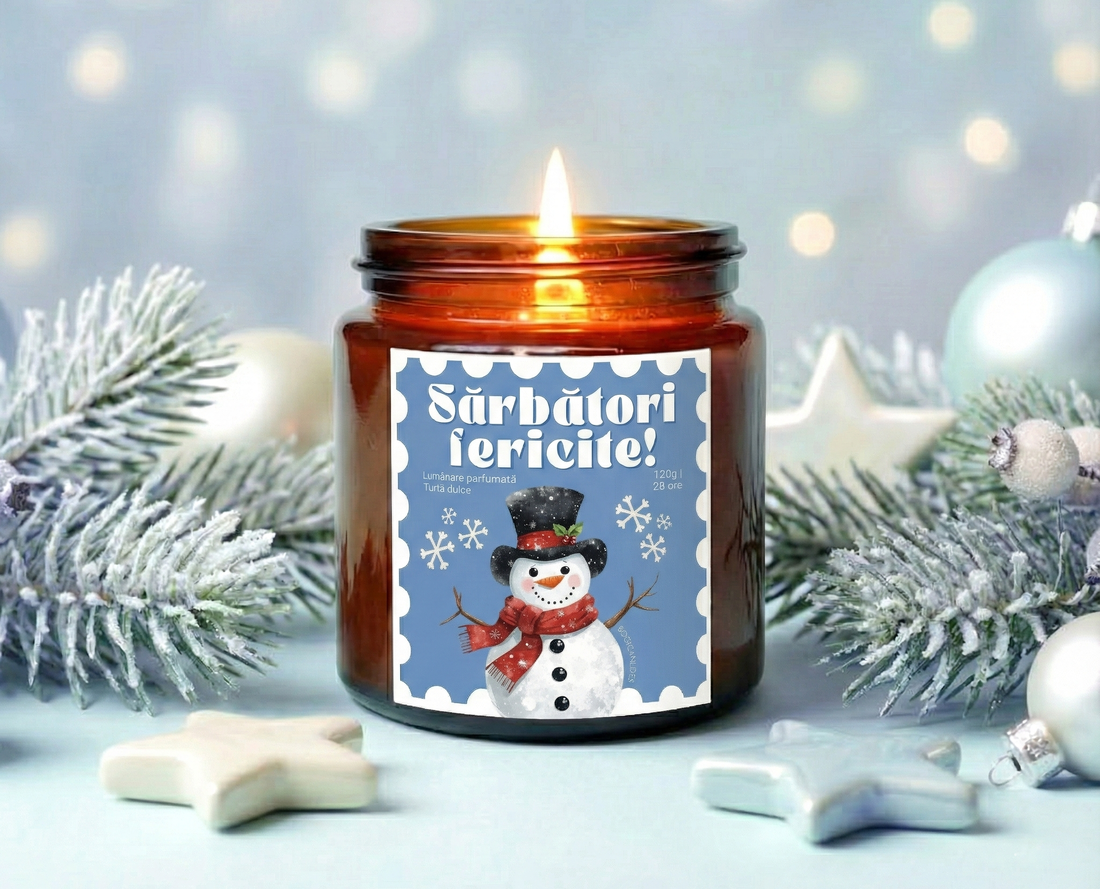 Lumânare Sărbători fericite - 120g 200g Lumânare de Crăciun - crăciun - decorațiuni de crăciun de casă - lumânări parfumate de crăciun - Artynos.ro
