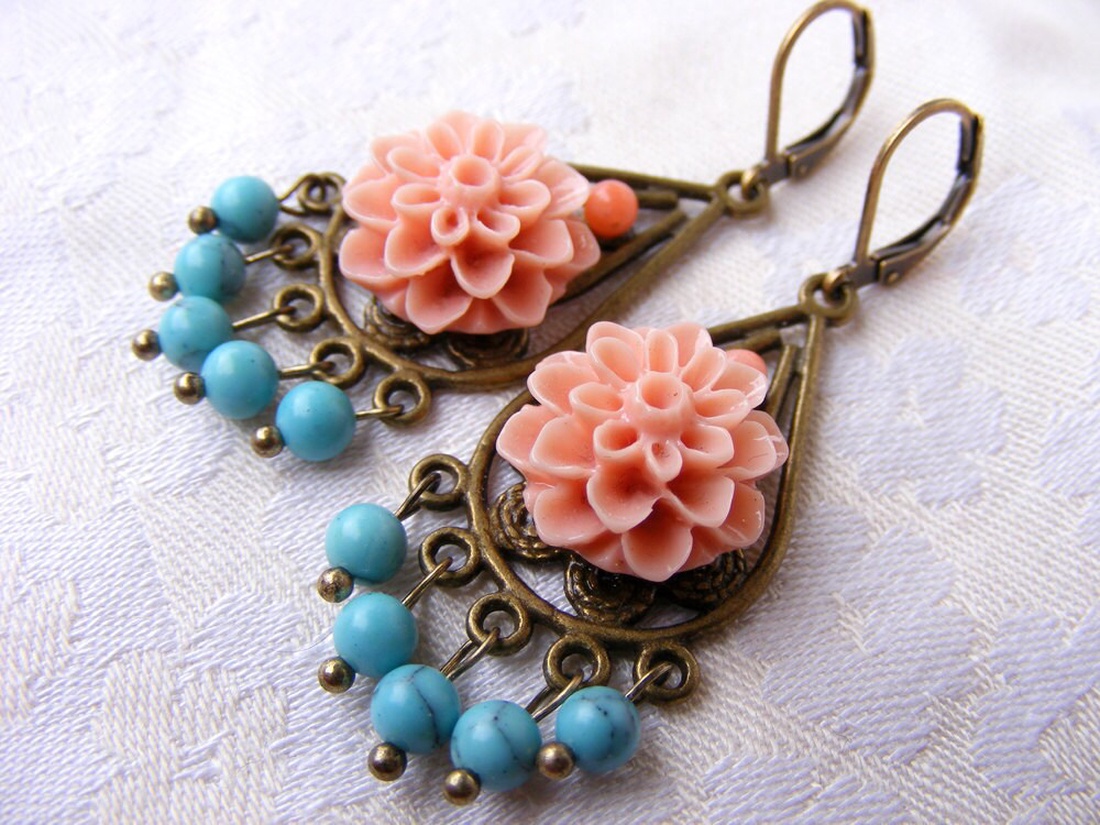 Cercei candelabru turcoaz cercei atarnatori cercei vintage cercei cu floare boemi bijuterii handmade hippie coral somon - bijuterii - cercei - cercei drop - Artynos.ro Cercei candelabru turcoaz cercei atarnatori cercei vintage cercei cu floare boemi bijuterii handmade hippie coral somon - bijuterii - cercei - cercei drop - Artynos.ro