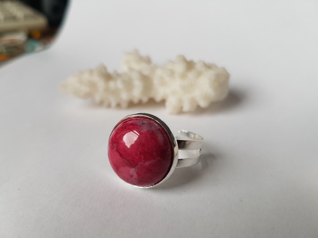 Inel reglabil cu filigran si piatra roz magenta fucsia, inel ajustabil, cadou pentru fiica, bijuterie cadou iubita - bijuterii - inele - inele de piatră - Artynos.ro