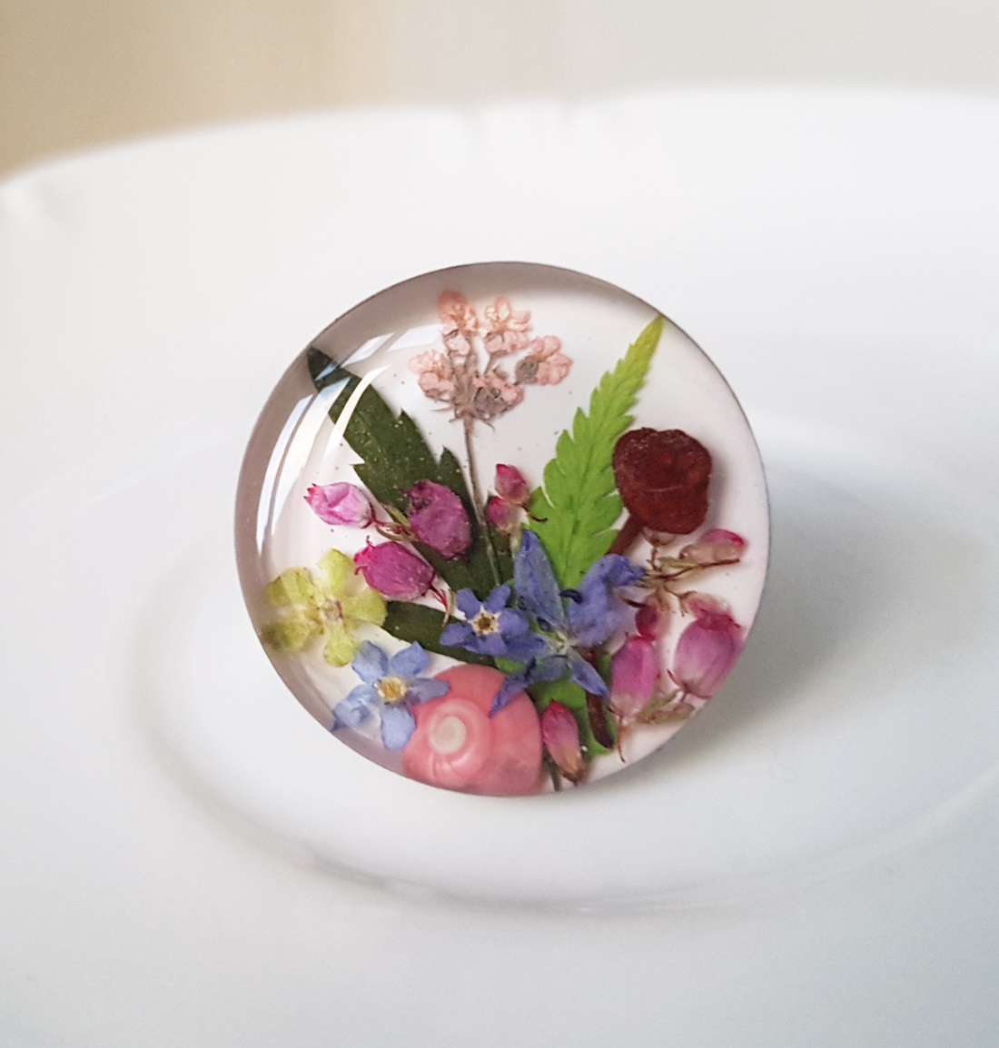 Inel unicat cu flori inel reglabil inel otel inoxidabil inel plante naturale cadou eco friendly padure natura colega - bijuterii - cercei - cercei drop - Artynos.ro