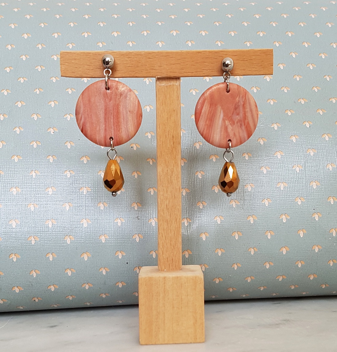 Cercei moderni toamna Cercei ruginii agatatori, cercei atarnatori supradimensionati cercei geometrici bijuterie moderna - bijuterii - cercei - cercei hoops - Artynos.ro