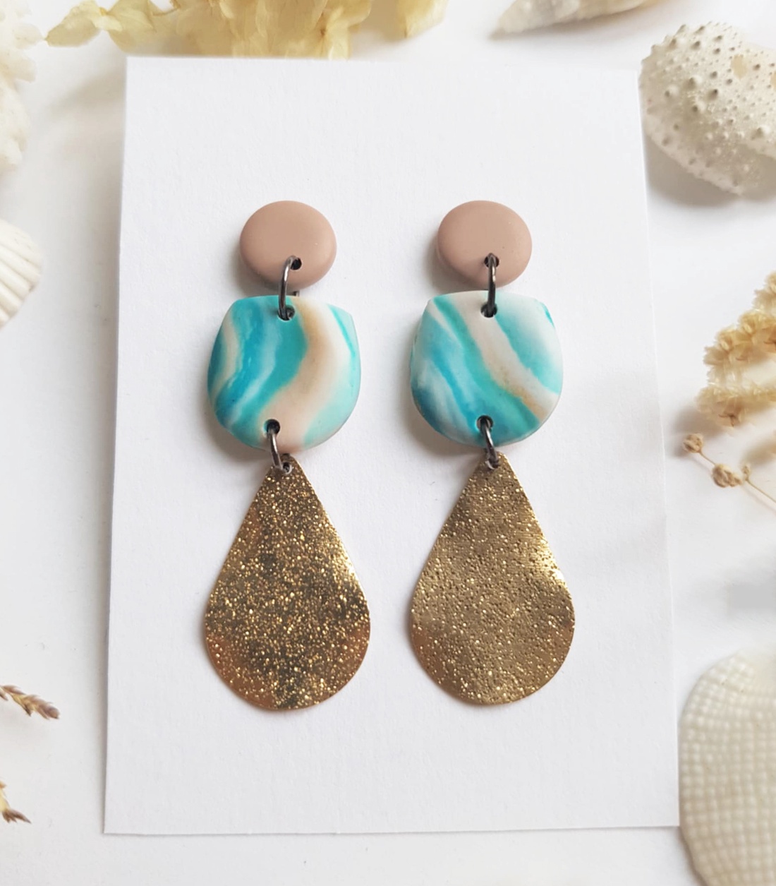 Cercei contemporani cercei supradimensionati argila polimerica, cercei atarnatori cercei pentru vacanta cadou Craciun  - bijuterii - cercei - cercei lungi - Artynos.ro