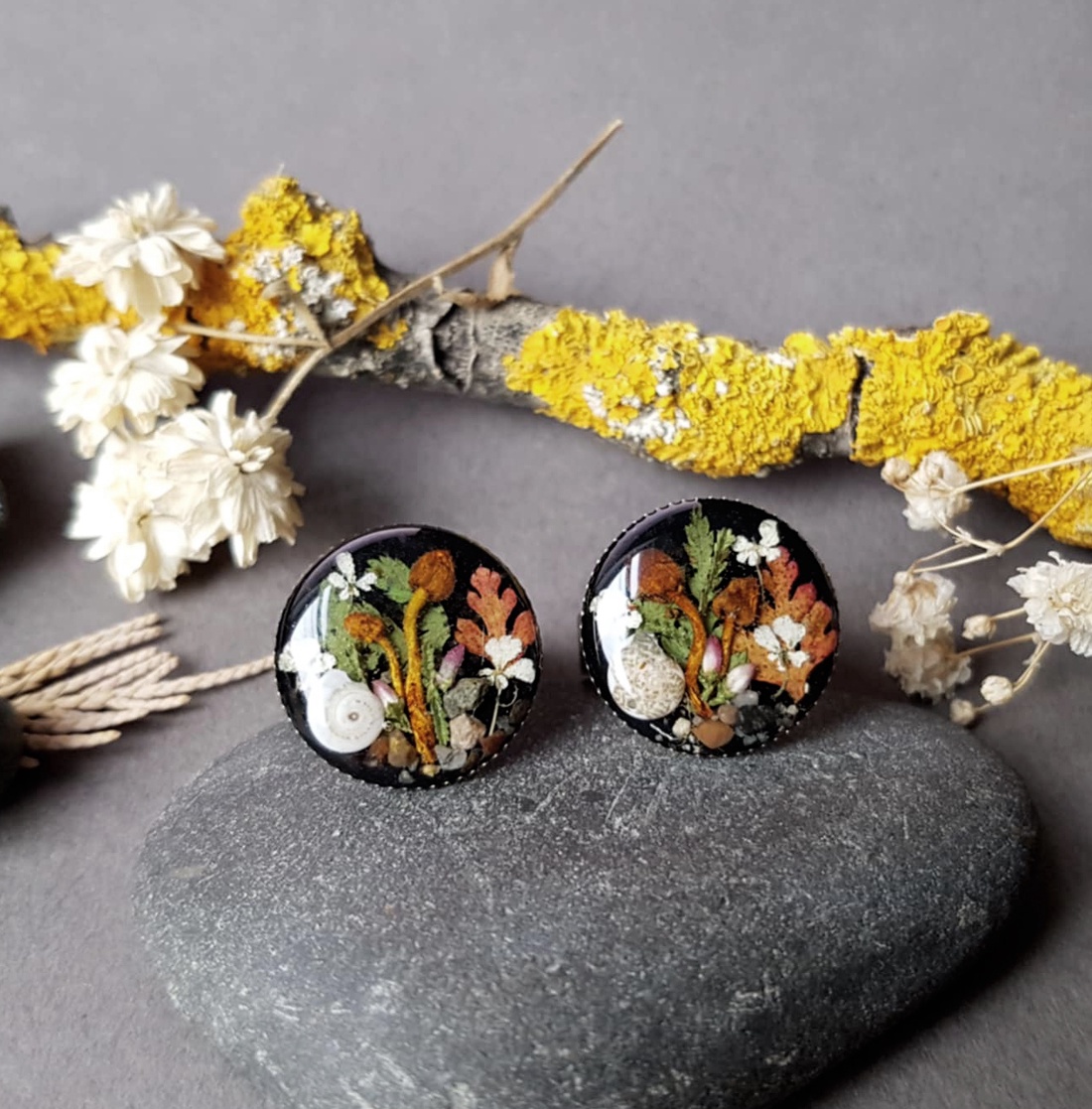 Inel unicat cu flori inel reglabil inel otel inoxidabil inel plante naturale cadou eco friendly padure natura colega - bijuterii - inele - inele statement - Artynos.ro