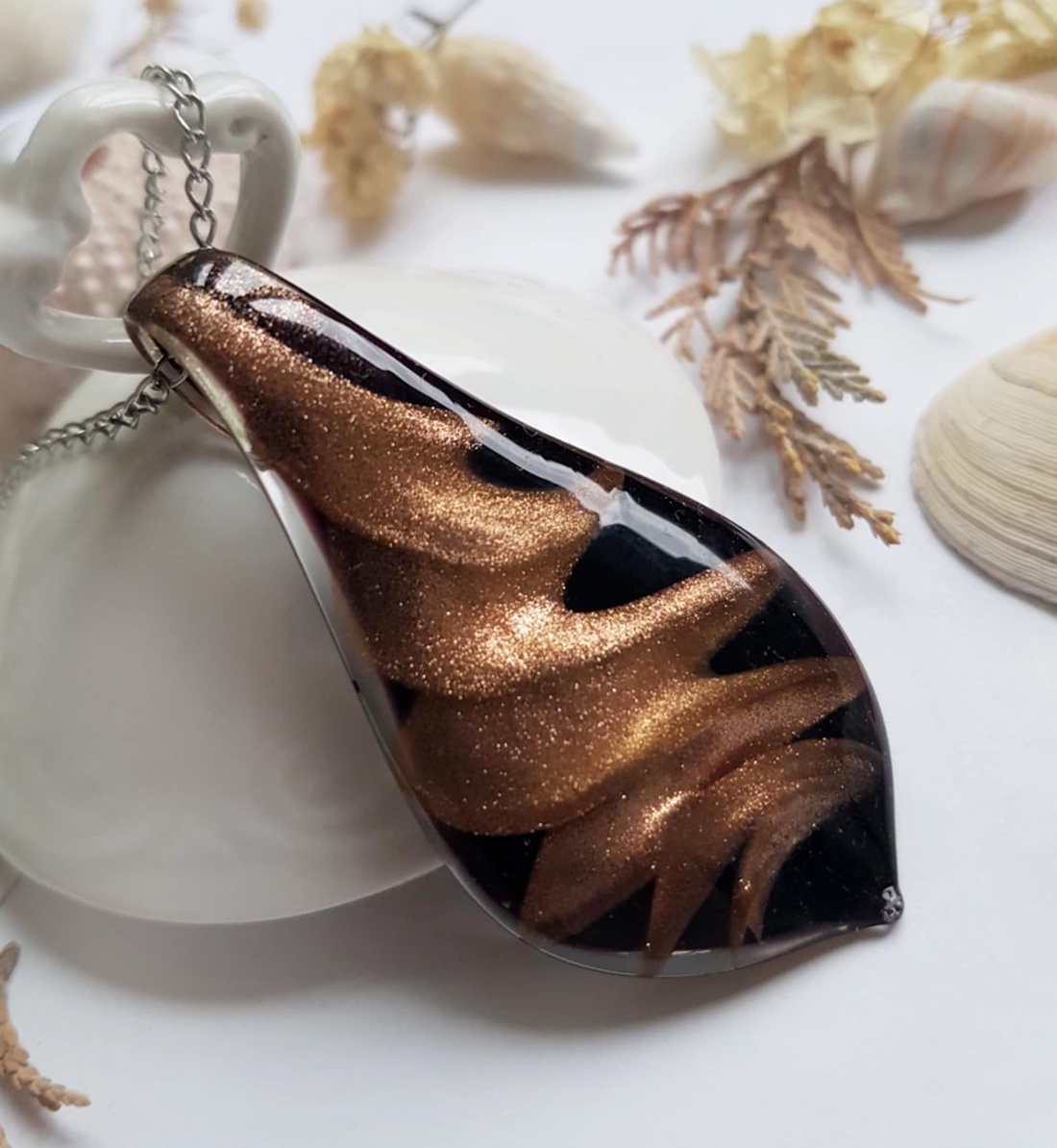 Pandantiv lacrima pandantiv sticla de Murano colier minimalist pandantiv elegant cadou bijuterie sotie colega Craciun  - bijuterii - coliere - pandative - Artynos.ro