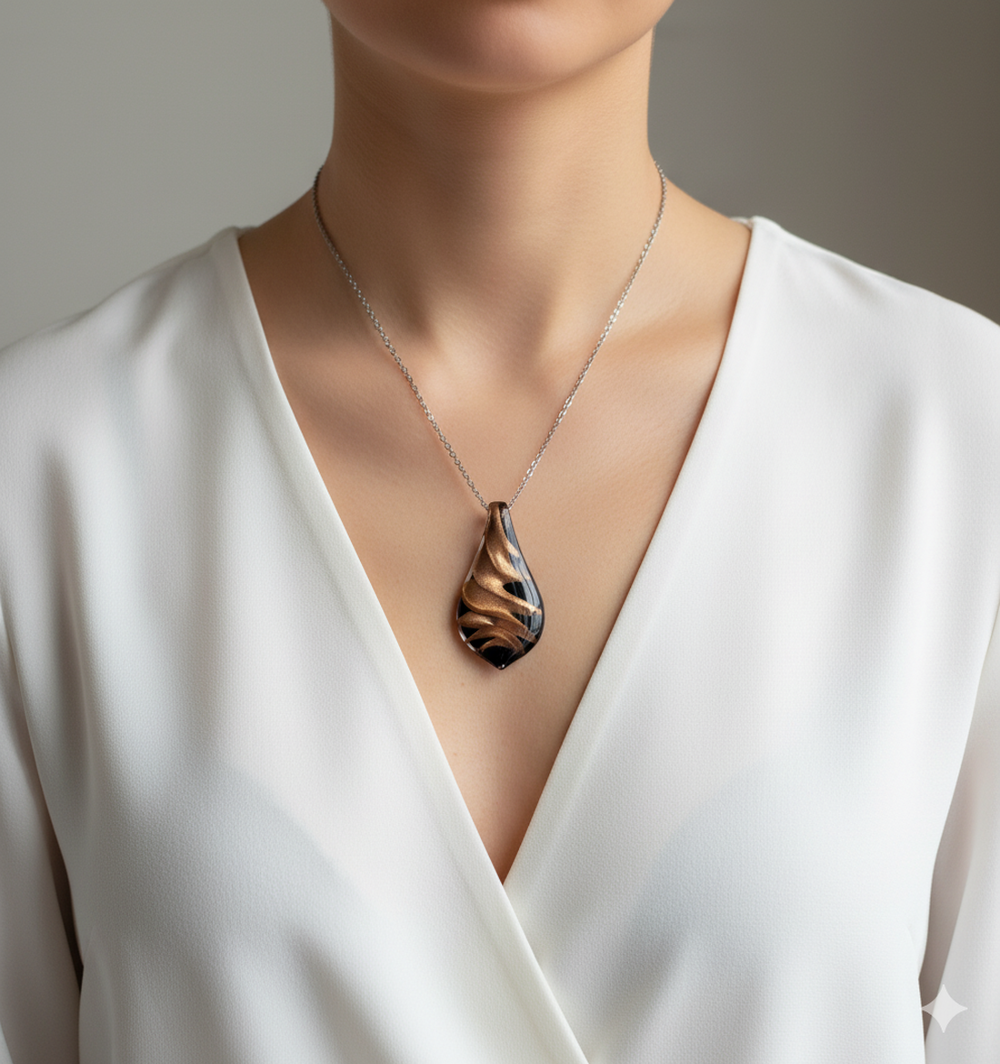 Pandantiv lacrima pandantiv sticla de Murano colier minimalist pandantiv elegant cadou bijuterie sotie colega Craciun  - bijuterii - coliere - pandative - Artynos.ro