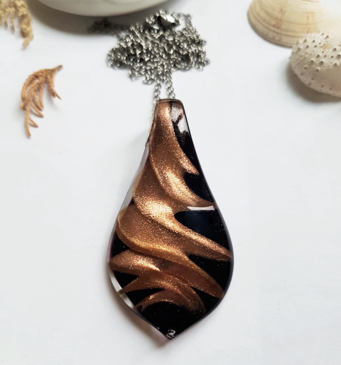 Pandantiv lacrima pandantiv sticla de Murano colier minimalist pandantiv elegant cadou bijuterie sotie colega Craciun  - bijuterii - coliere - pandative - Artynos.ro