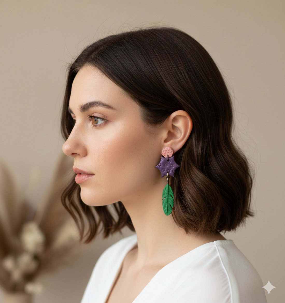 Cercei moderni frunza Cercei rotunzi cercei lungi cercei verzi cercei atarnatori geometrici bijuterie moderna cadou - bijuterii - cercei - cercei lungi - Artynos.ro