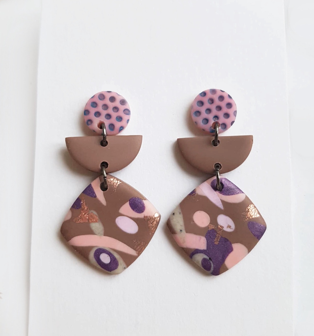 Cercei moderni cercei moderni roz maro, cercei toamna cercei atarnatori cu tija, bijuterie contemporana cadou Craciun - bijuterii - cercei - cercei cu figurine - Artynos.ro