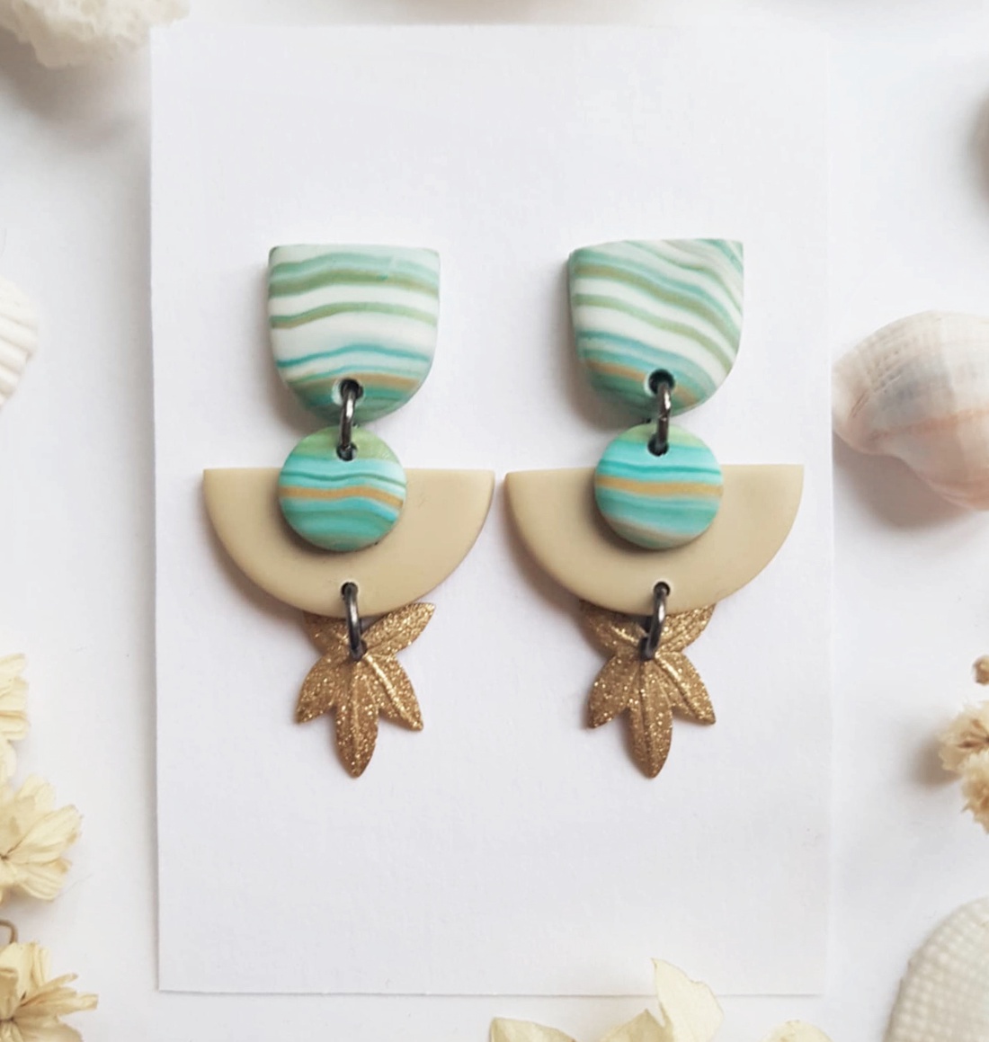 Cercei contemporani cercei supradimensionati argila polimerica, cercei atarnatori cercei pentru vacanta cadou Craciun  - bijuterii - cercei - cercei cu figurine - Artynos.ro