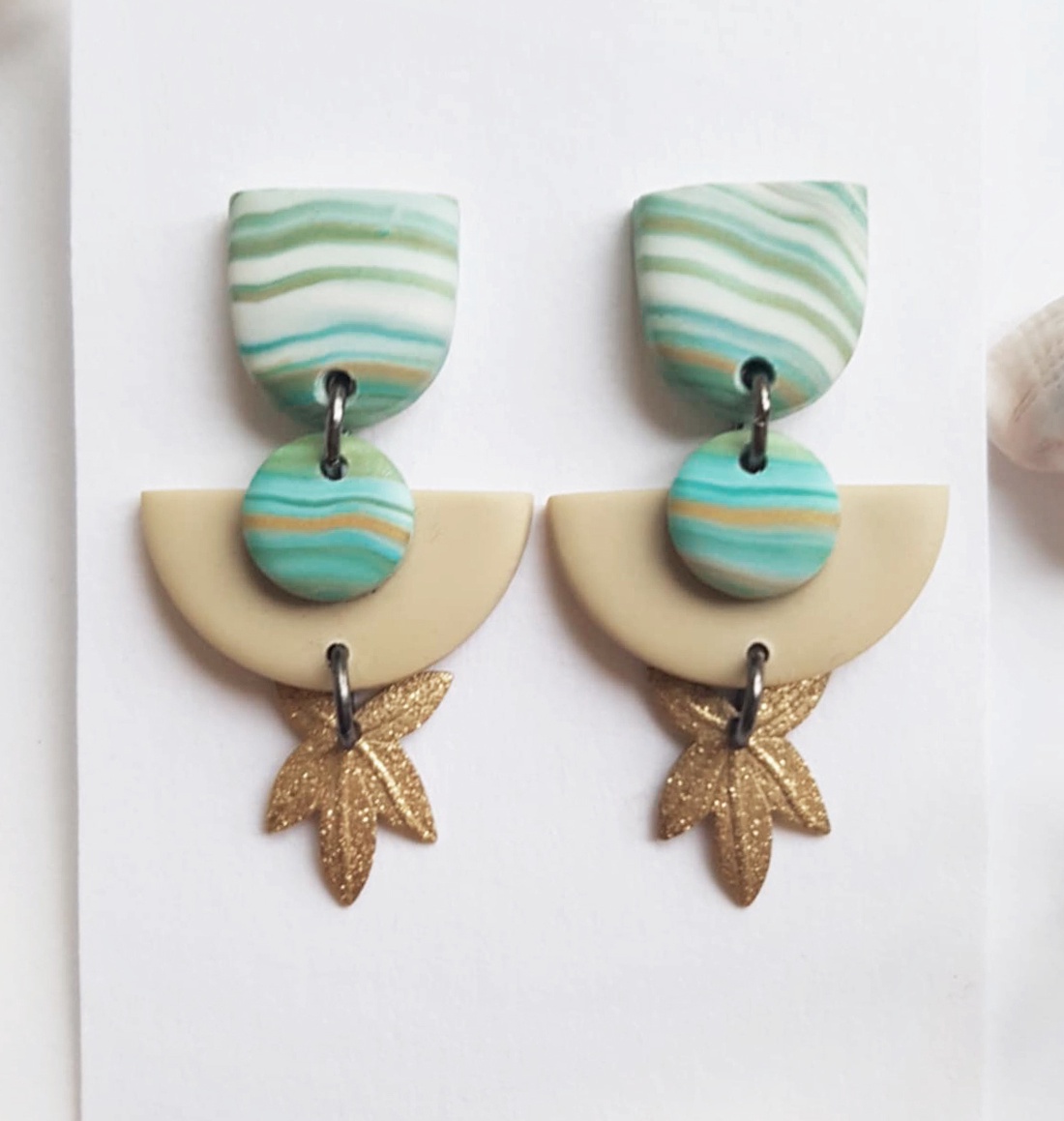 Cercei contemporani cercei supradimensionati argila polimerica, cercei atarnatori cercei pentru vacanta cadou Craciun  - bijuterii - cercei - cercei cu figurine - Artynos.ro